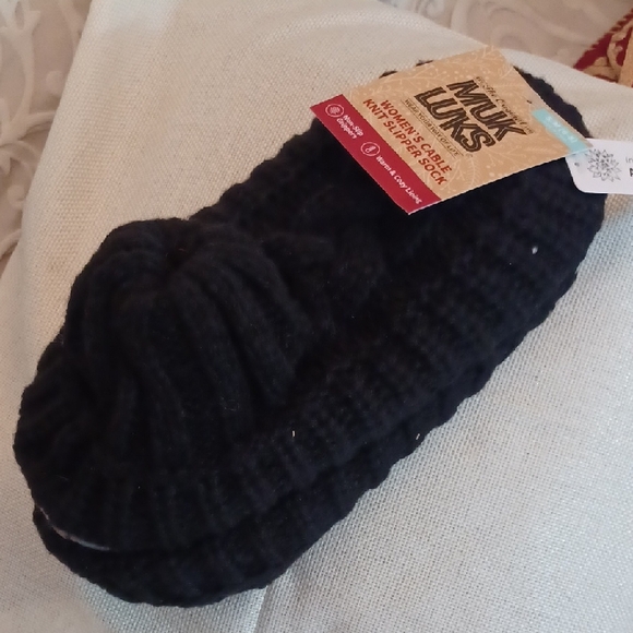 Muk Luks Shoes - Muk Luks Black Knit Slipper Socks